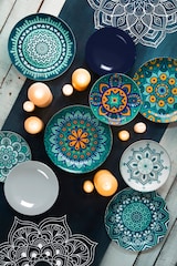 thumbnail of Excelsa vajilla de 18 piezas Mandala Mediterraneo de porcelana azul