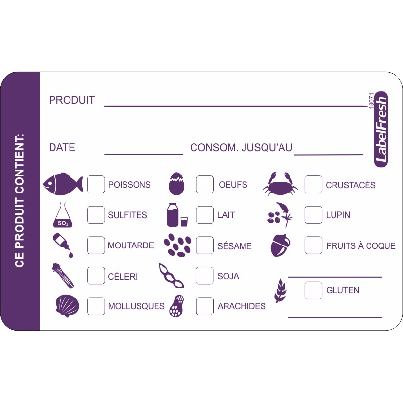 Labelfresh Etiquette allergènes HACCP 7 x 4 cm x 500