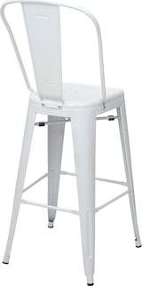 thumbnail of Barhocker HWC-A73, Barstuhl Tresenhocker mit Lehne, Metall Industriedesign ~ weiß
