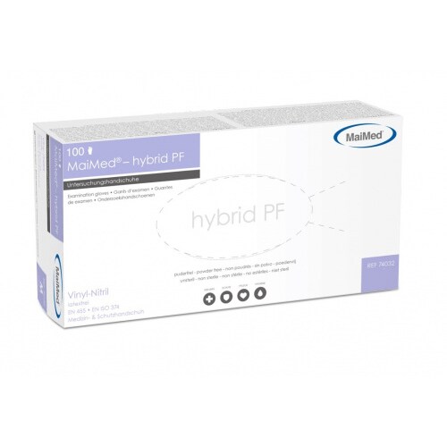 MaiMed Hybrid PF Hybridhandschuhe Einweghandschuhe blau Puderfrei CAT III : M