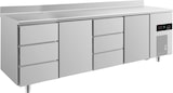 thumbnail of Gastro Kühltisch 2 Türen mittig&rechts je 3 Schubladen links&mittig Umluftkühlung Aufkantung, 2330x700x850mm -2/+8°C 632l