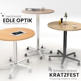 thumbnail of bümö Säulenhubtisch höhenverstellbar, Stehtisch Büro, Bistrotisch eckig 80 x 80 cm - Besprechungstisch weiß, Stehtisch Holz-Platte, Säule aus Metall
