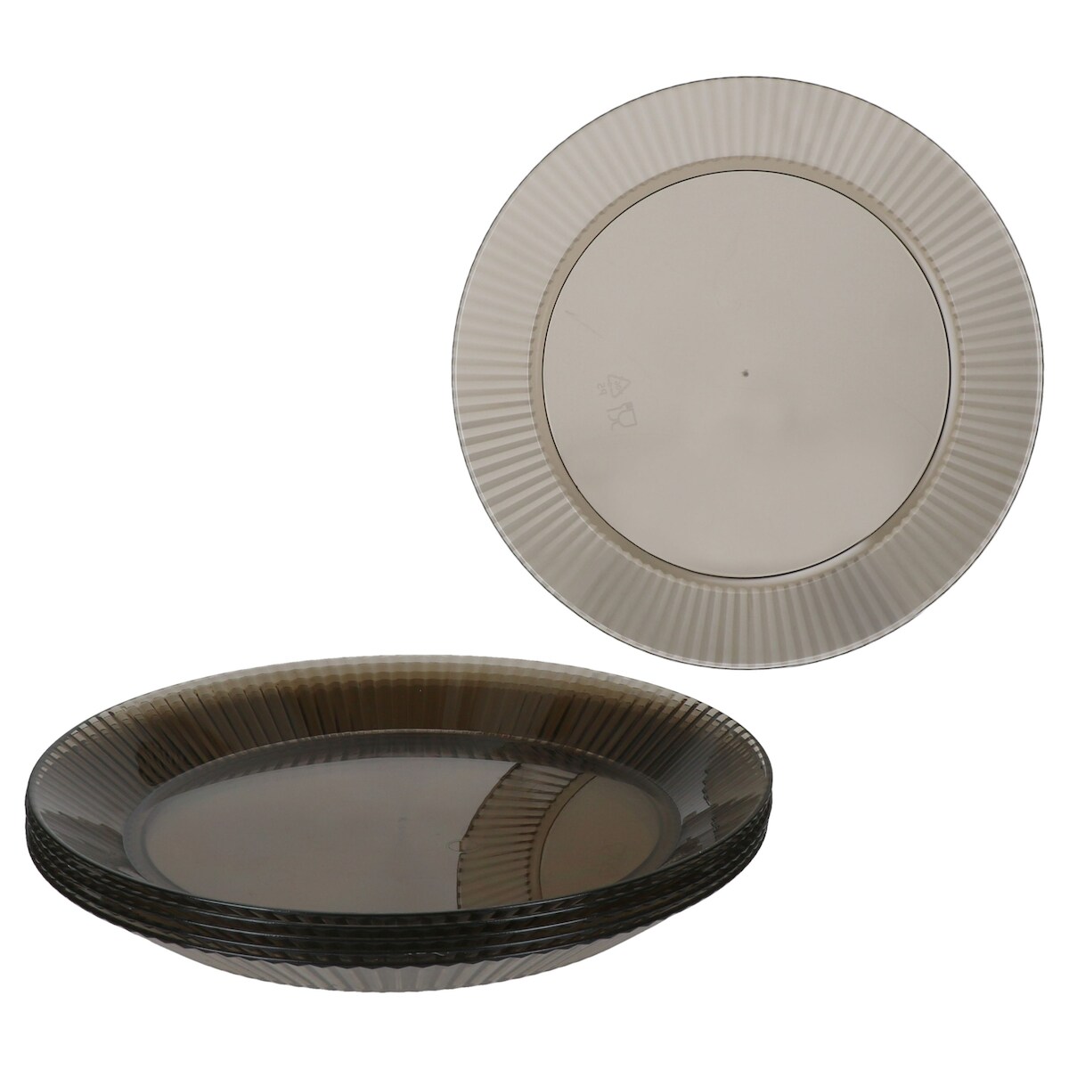 6x ToGo Kunststoff-Teller grau Ø 22,5 cm Camping Outdoor Picknick Kuchen