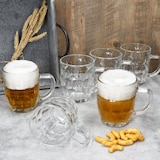 thumbnail of 6x Dublin Bierkrug 400ml mit Relief & Henkel Bierhumpen klar 0,4L aus Glas