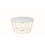thumbnail of SalesFever Couchtisch mit Metallkorb Ø 80 cm | Glasplatte foliert in Marmor-Optik | Gestell Metall | B 80 x T 80 x H 45 cm | weiß-gold