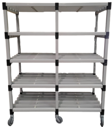 Estantería estándar modular de resina 1200 x 500 x 1835 mm. (h) 5 estantes GRIS CON RUEDAS CINCADAS