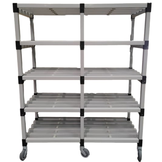 Estantería estándar modular de resina 1200 x 500 x 1835 mm. (h) 5 estantes GRIS CON RUEDAS CINCADAS