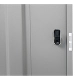 thumbnail of PROREGAL Abfallbehälter, verzinktem Stahleinsatz & Fußhebel, 120L, HxBxT 110x45x45cm, Brandschutzklasse A1, Dunkelgrau, Klappenaufkleber 4 Farben