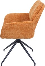 thumbnail of 2er-Set Esszimmerstuhl HWC-N74, Küchenstuhl, drehbar Auto-Return, Stoff Chenille (490g/m²) Öko-Tex ~ ocker-gelb