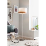 thumbnail of SalesFever Stehleuchte rund | 1-flammig | Lampenschirm Stoff mit Holzdekor | Gestell Metall | B 38 x T 38 x H 151 cm | weiß-Holzoptik