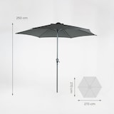 thumbnail of Guarda-sol externo fixo redondo, tecido 270 cm, Alumínio, Cor Cinza, 250 cm