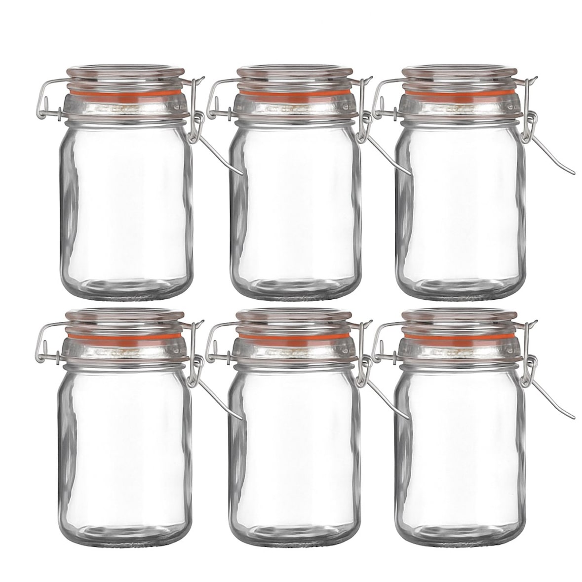 Set mit 6 Weckgläsern – 250 ml – Luftdicht mit Bügelverschluss – Transparent