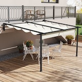 thumbnail of Outsunny pérgola de pared 4x3 m cenador de jardín con techo retráctil de poliéster y marco de acero para celebraciones fiestas bodas