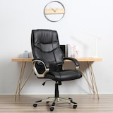 thumbnail of Bürostuhl ergonomisch höhenverstellbar 124x68x73 cm Schwarz mit Wippfunktion 360 Grad drehbar gepolstert Kunstleder Metallgestell