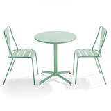thumbnail of Set di tavolo e 2 sedie da terrazza in metallo verde salvia - Oviala