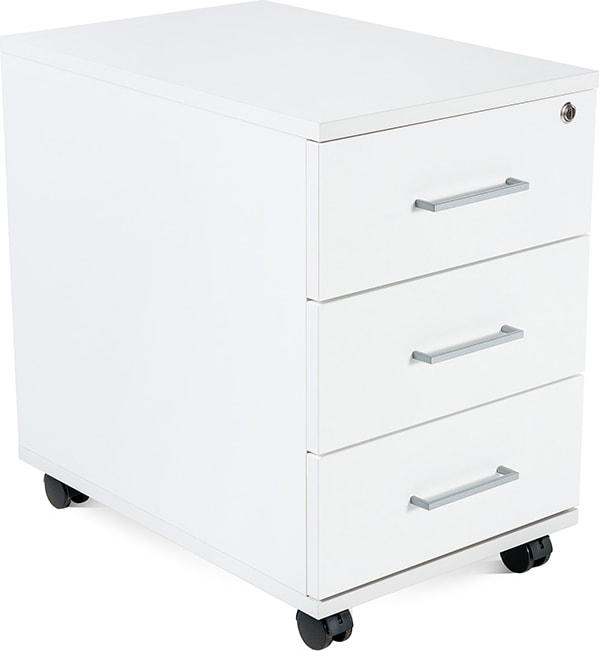 Armário de gavetas móvel de Rocada 3 gavetas. Cor: branco estrutura / branco frontal