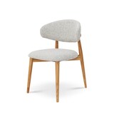 thumbnail of Chaise Skandi en bois massif et assise en tissu chiné gris