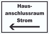 thumbnail of Hausanschlussraum Strom Schild mit Text und Richtungspfeil links HAR waagerecht A4 (210x297mm)