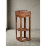 thumbnail of Massiver Sheesham Beistelltisch, quadratisch, mit Schublade und Ablagefach, ideal für Wohnzimmer oder Schlafzimmer. 35x35x90 cm | Kadima Design