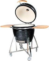 thumbnail of Tarrington House Barbacoa de carbón Kamado Naggado XL, cerámica / acero inoxidable, Ø 66 x 121 cm, mesas laterales plegables, termómetro, móvil, negro