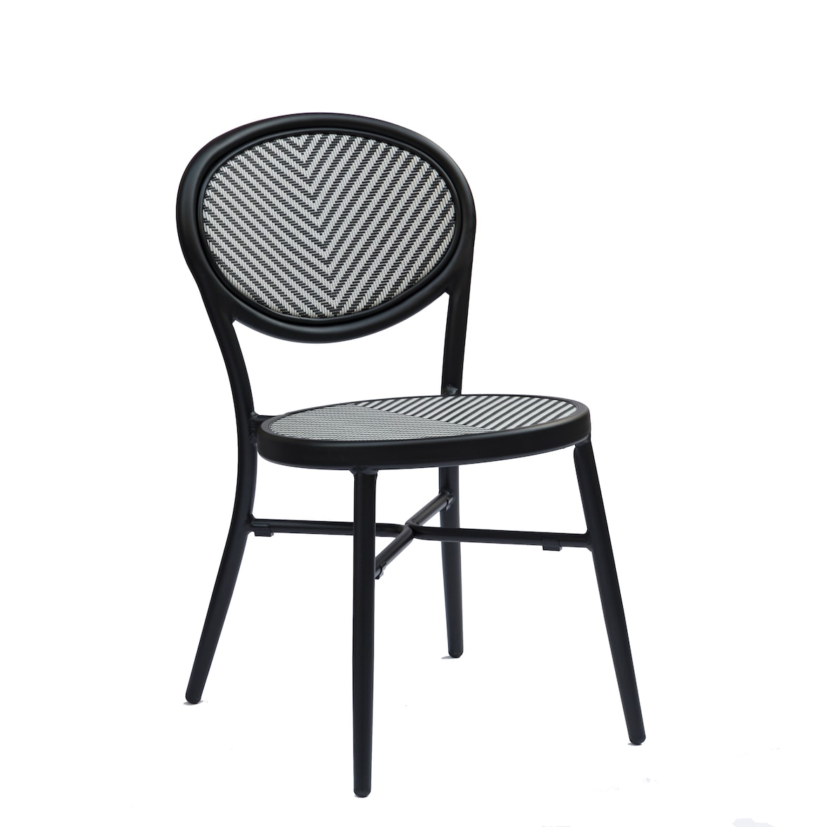 METRO PROFESSIONAL Gastro Stuhl stapelbar Olivara, Aluminium/ Textilen-Bespannung, weiß/schwarz