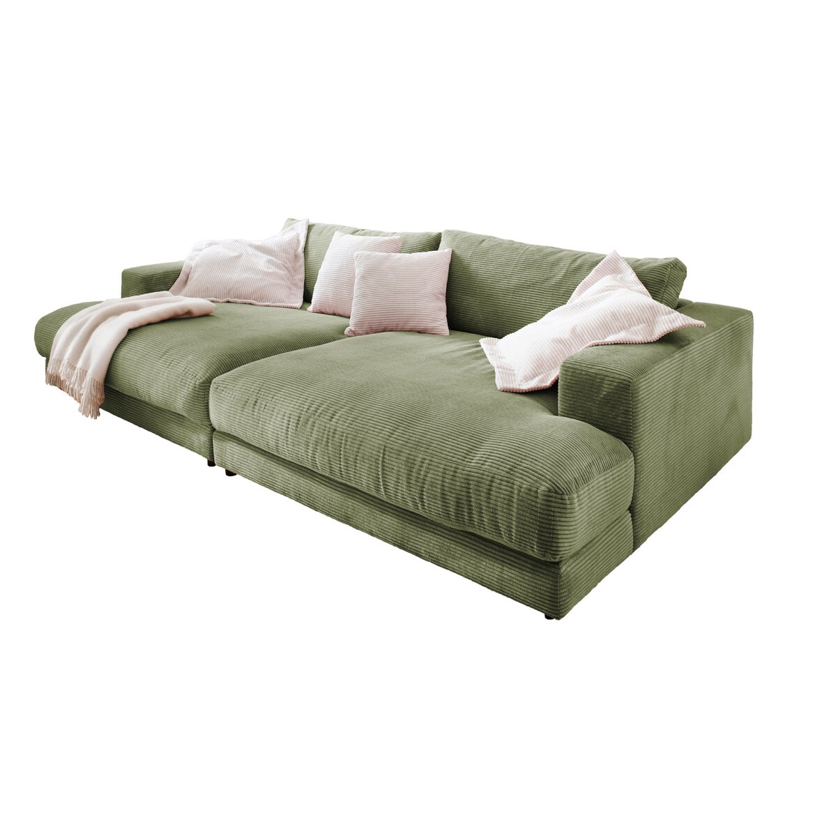 KAWOLA Big Sofa XL MADELINE Cord olivgrün