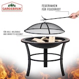 thumbnail of GARDEBRUK® Feuerschale mit Funkenschutz Schürhaken Abdeckung Rost Mosaik Rund 76cm Stahl Feuerstelle Feuerkorb Grill