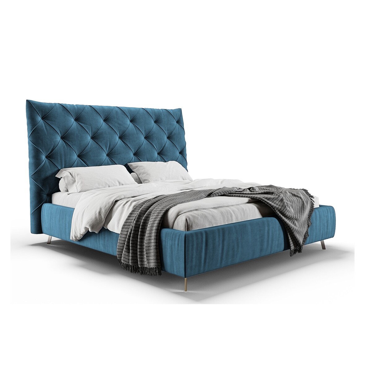 KAWOLA Bett ANNY Polsterbett Velvet petrol 160x200cm