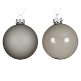 thumbnail of 4 Weihnachtskugeln Glas 8cm matt & glänzend Christbaumkugeln Weihnachtsbaumkugeln Groß Christbaumschmuck Weihnachtsbaumschmuck Zart Grau transparent