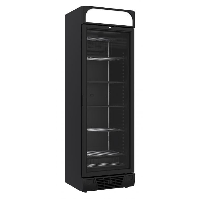 Tiefkühlschrank TOPO | 1 Glastür Schwarz 382L | HxBxT 205,8x64x67cm| Gefrierschrank, Tiefkühlgerät, Tiefkühltruhe | + CHEFGASTRO Geschirrtuch