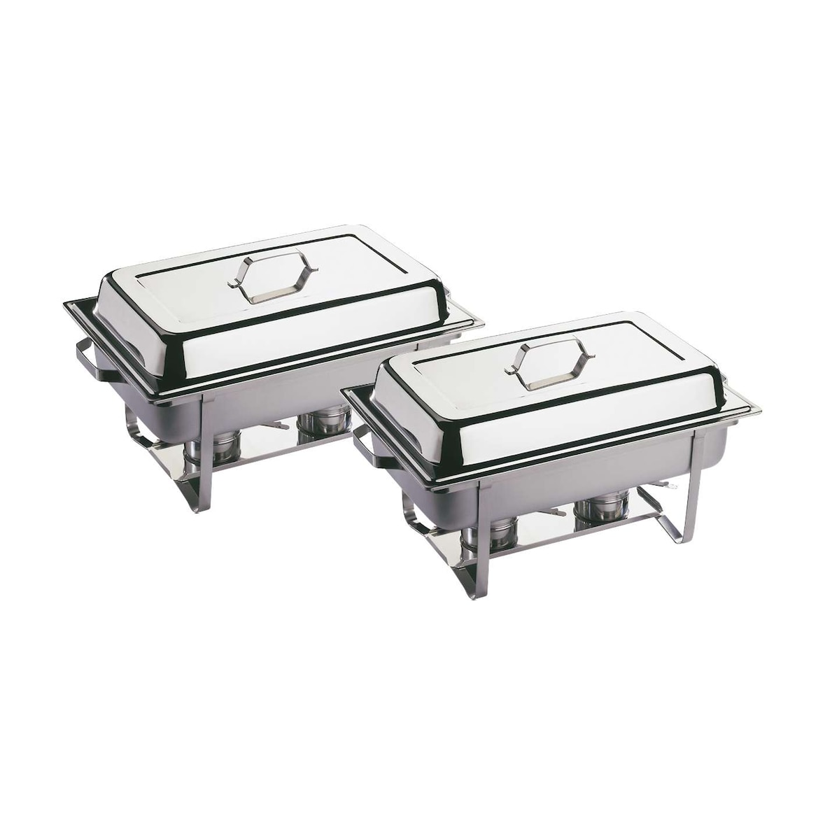 APS Chafing Dishish Set di 2 -TWIN- 61 x 36 cm, H: 30 cm, 9 litri, acciaio inox