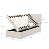 thumbnail of Einzelbett Polsterbett 90x200 cm mit Lattenrost und großem Stauraum in Beige – ideal für minimalistisches Wohnen