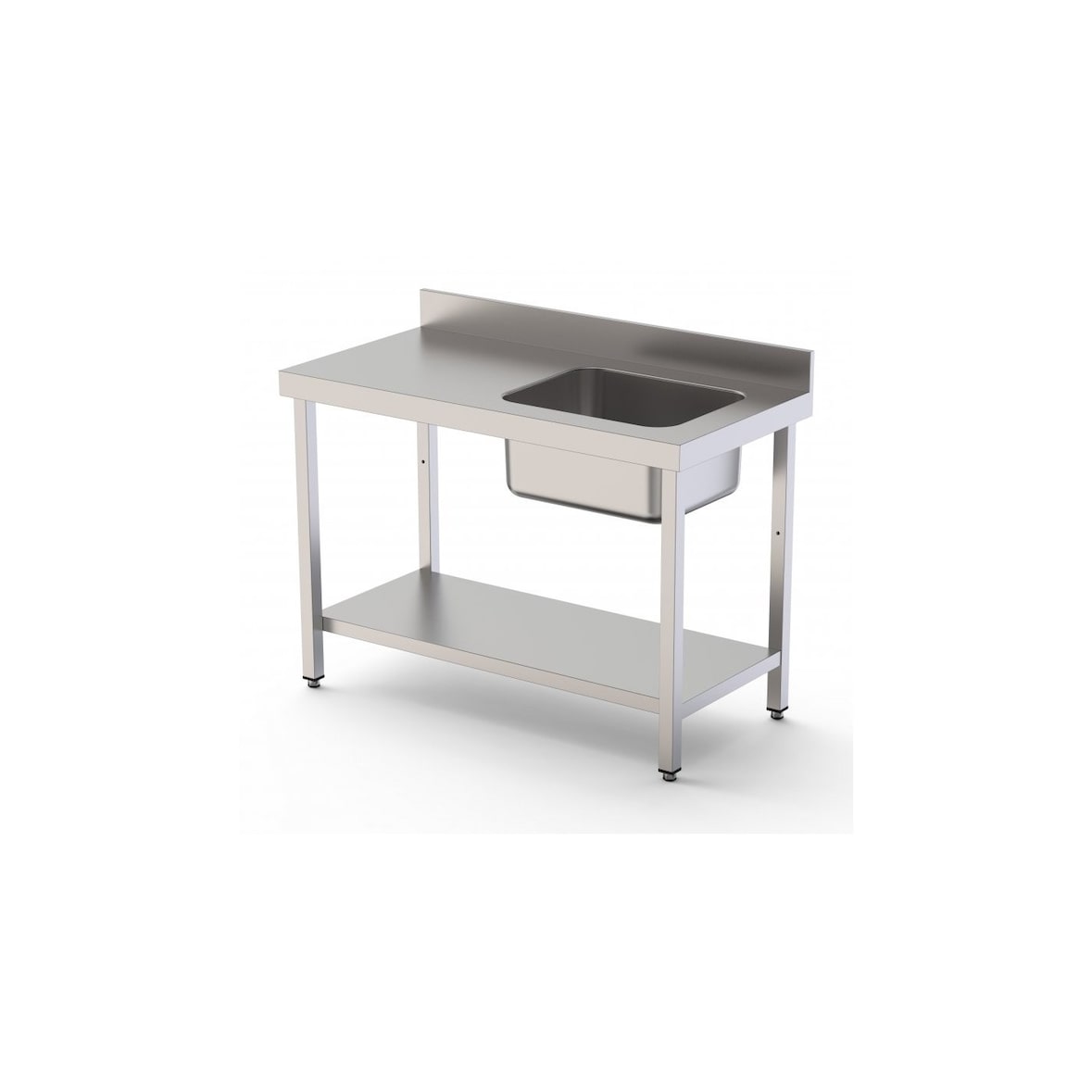 Mesa De Trabajo Acero Inoxidable Con Estante y Cubeta 1200x600x850mm