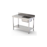 thumbnail of Mesa De Trabajo Acero Inoxidable Con Estante y Cubeta 1200x600x850mm
