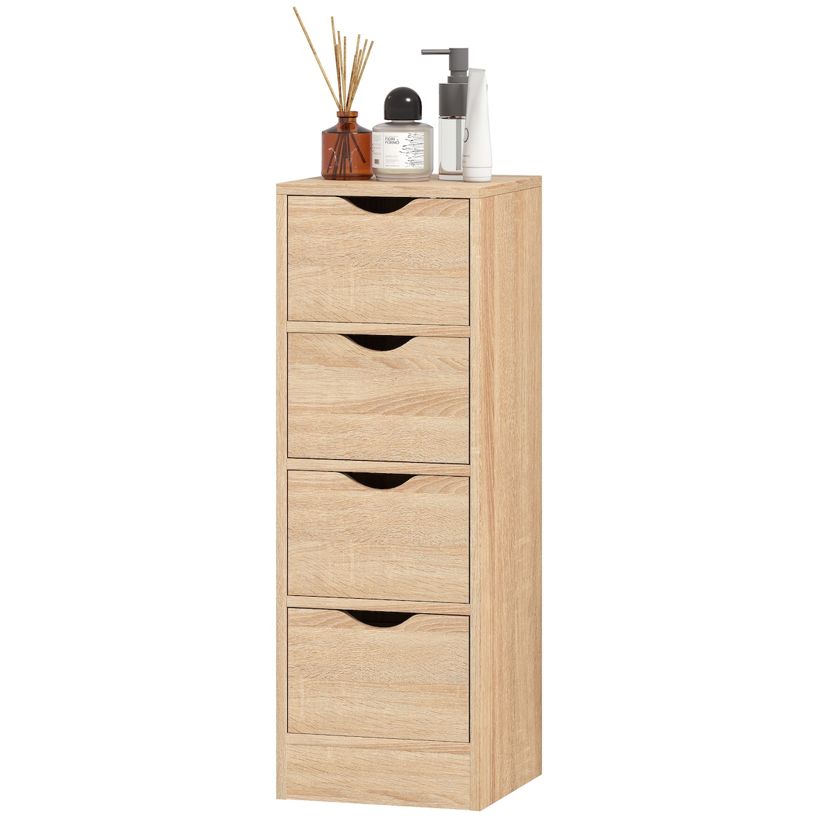 HOMCOM Mobile Bagno Salvaspazio 4 Cassetti in Stile Nordico Legno
