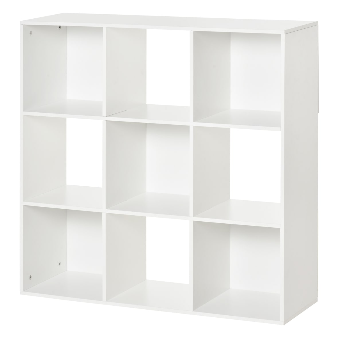 HOMCOM Estante Biblioteca 3 Níveis Armário de Arrumação 9 Cubos Estante de Pé Separador de Quarto Estante de Exposição 91,5x29,5x91,5cm Madeira