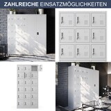 thumbnail of Schließfachschrank Spind BERN - 18 Fächer, Etikettenhalter Lüftungsschlitze | Wertfachschrank Umkleideschrank Metall Kleiderspind, 185x90x40cm Grau