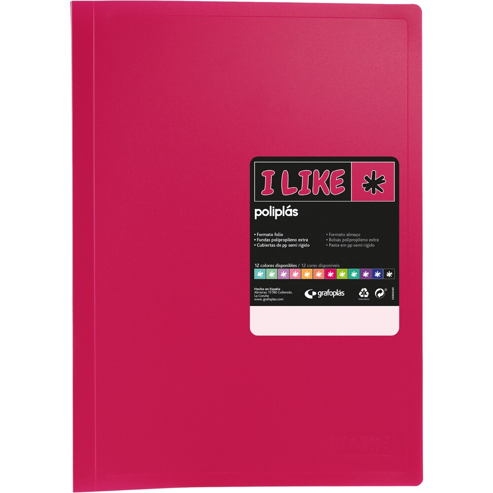 Pasta com 10 capas Poliplás “LIKE” Fucsia