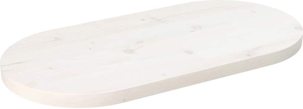 vidaXL Tischplatte Weiß 70x35x2,5 cm Massivholz Kiefer Oval