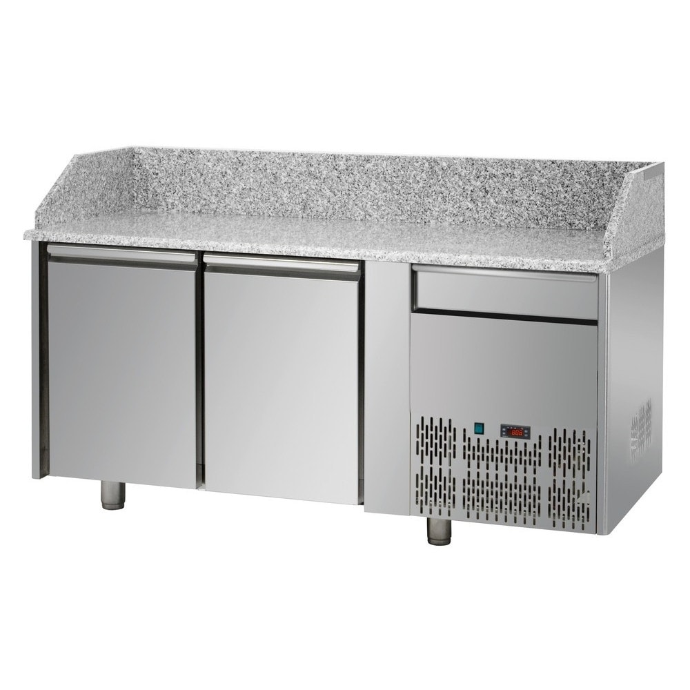 Tecnodom Pizzatheke 2 Türen GN 1/1 1 neutrale Schublade und Granitplatte
