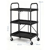 thumbnail of COSTWAY Werkzeugwagen, 3 Ebenen, Klappwagen auf Rädern, Multifunktionswagen mit Handläufen, Werkstattwagen, Servierwagen