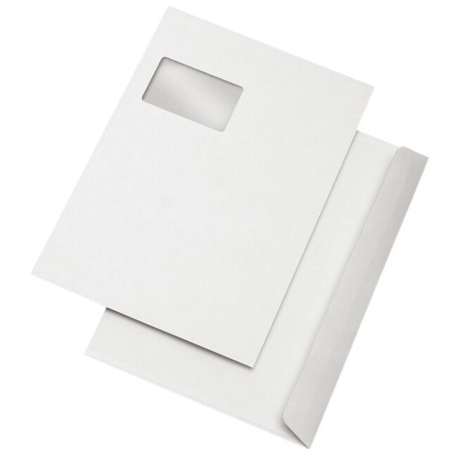 mayer-network 30025136 Versandtaschen C4, mit Fenster, haftklebend, 100 g/qm, weiß, 500 Stück