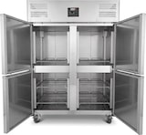 thumbnail of Romux® Gefrierschrank mit 4 Türen 148 cm mit Umluftkühlung | Gastro Gefrierschrank aus Edelstahl mit 1300 L Kapazität - 6 Einlegeböden und 580 W