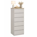 thumbnail of WellHome - Cassettiera da Camera con 5 Cassetti in colore Beige-grigiastro e Rovere 41 x 50 x 112 cm - Sil Cashmere