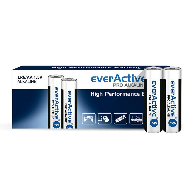 Pilas alcalinas everactive pro alkaline lr6 aa - paquete retrÁctil - 10 piezas