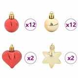thumbnail of vidaXL Weihnachtskugel-Set 40 pcs Gold und Rot Kunststoff