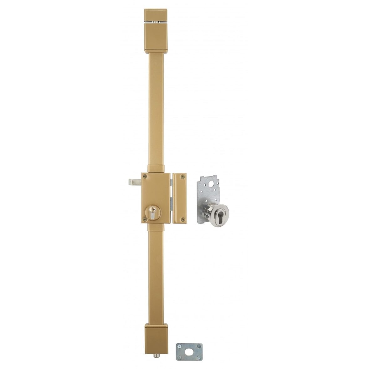 Serrure multipoint à appliquer targa bronze cp transit 2 à tirage 75 x 130 mm droite 4 clés