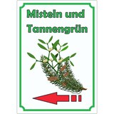 thumbnail of Misteln und Tannengrün Aufkleber Hochkant mit Pfeil links A5 (148x210mm)