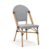 thumbnail of METRO PROFESSIONAL Cadeira de bistrô empilhável, alumínio/tecido sintético, aspeto de bambu, branco/preto