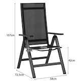 thumbnail of COSTWAY Set van 2 aluminium tuinstoelen, weerbestendige klapstoelen, 72,5 x 106 x 58 cm, zwart